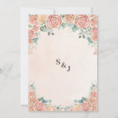 Invitation Chic Pastel Blush Peach Floral Roses Mariage Invi (Dos)