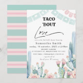 Invitation Chic Pastel Cactus Taco Bout Love Fête des mariées (Devant / Derrière)