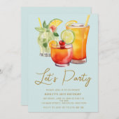 Invitation Chic Pastel Cocktail Party Anniversaire (Devant / Derrière)
