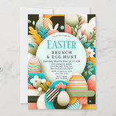 Invitation Chic Pastel Moderne Pâques Brunch & Chasse aux Oeu (Devant)
