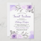 Invitation Chic Pastel Purple Rose Jardin Sweet 16 Anniversai (Devant)