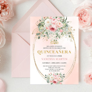 Invitation Chic Pastel Rose Eucalyptus pour Quince
