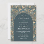 Invitation Chic pastel vert ivoire floral Art Nouveau (Devant)