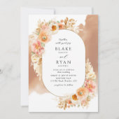 Invitation Chic Peach Blush Cream et Mariage ovale en terre c (Devant)