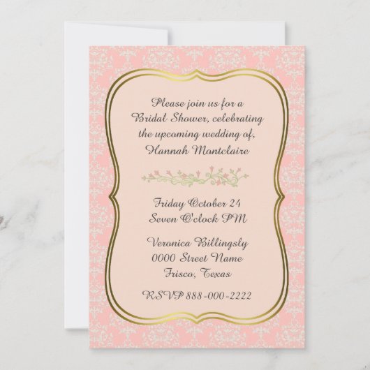 Invitation Chic Peach Damask (Devant)