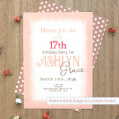 Invitation Chic Peach Fleurs Beiges Pois Anniversaire