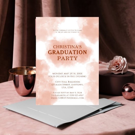 Invitation Chic Peach Fuzz Graduation