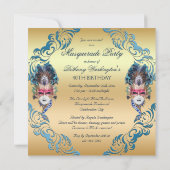 Invitation Chic Peacock Feathers Masquerade Party (Dos)