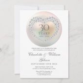 Invitation Chic Pearl Heart 30e anniversaire du Mariage (Devant)