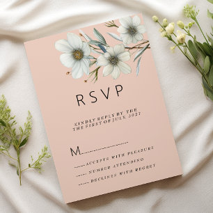 Invitation Chic pêche blanc mint floral printemps RSVP