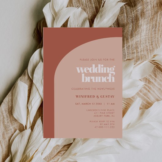 Invitation Chic pêche en terre cuite arche mariage Brunch