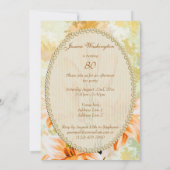 Invitation Chic Pêche & Lys Blancs 80e Anniversaire (Dos)