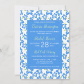 Invitation Chic Peint Bleu Floral Douche nuptiale (Devant)