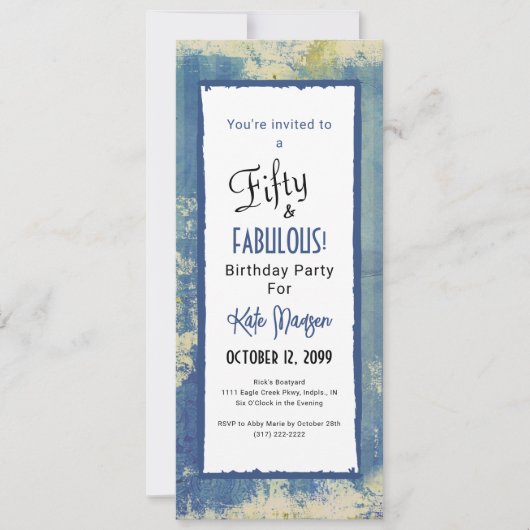 Invitation Chic Peint Denim 50 & FABULOUS Surprise Anniversai (Devant)