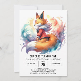 Invitation Chic Peint Fox Anniversaire