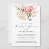 Invitation Chic Peonies or Fleurs Fête des mariées VIRTUELLE (Devant)