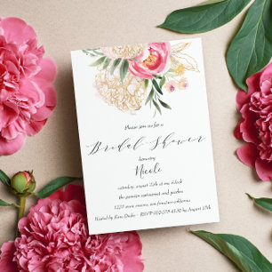 Invitation Chic Peonies or Fleurs Mariage Fête des mariées