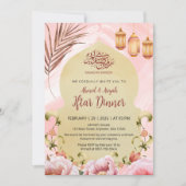 Invitation Chic Peony Floral and Gold Lantern Iftar (Devant)