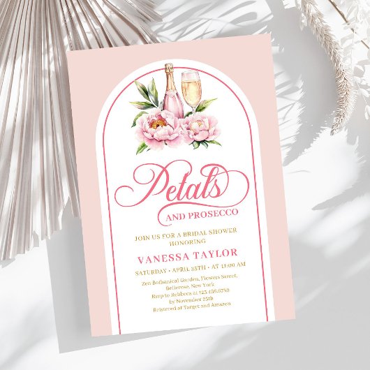 Invitation Chic petals and prosecco blush gold bridal shower