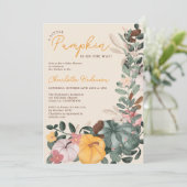 Invitation Chic petit baby shower citrouille à couronne d'aut (Debout devant)