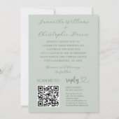 Invitation Chic Photo Heart Sage Green Mariage (Dos)