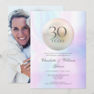 Invitation Chic Photo Perle 30e Anniversaire