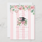 Invitation Chic Photo Pink Floral Graduation (Devant)