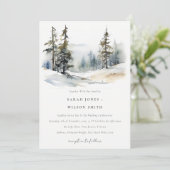 Invitation Chic Pine d'hiver Mariage paysage neige (Debout devant)