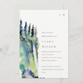 Invitation Chic Pine Tree Fête des mariées paysager (Devant / Derrière)