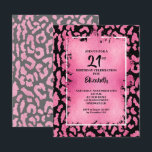 Invitation Chic Pink and Black Leopard Print Birthday<br><div class="desc">Elegant hot pink and black leopard print pattern is overlaid with hot pink faux foil and your 21st birthday,  or any year,  birthday party details in chic lettering. COORDINATING items available in our collection.</div>