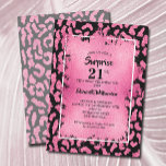 Invitation Chic Pink Black Leopard 21e anniversaire<br><div class="desc">Empreinte de léopard rose et noir chic,  recouvert d'une couche de faux papier rose et des détails de votre fête d'anniversaire en lettres chic. Idéal pour TOUT ÂGE. CORRESPONDANCE des éléments de notre collection à l'adresse PartyInvitationShop.com</div>