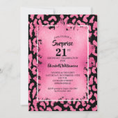 Invitation Chic Pink Black Leopard 21e anniversaire (Devant)