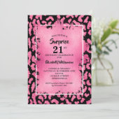 Invitation Chic Pink Black Leopard 21e anniversaire (Debout devant)