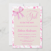 Invitation Chic Pink Bow Baby Girl Douche (Devant)