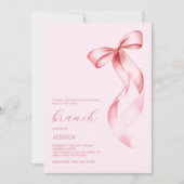 Invitation Chic Pink Bow Girly Galentine's Day Brunch Party (Devant)