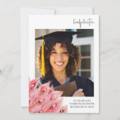 Invitation Chic Pink Feather Graduation Party (Dos)