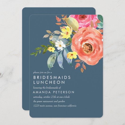 Invitation Chic Pink Peony Bridesservatrices Luncheon Mariage (Devant / Derrière)