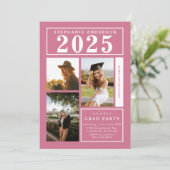 Invitation Chic Pink Photo Collage Party de graduation (Debout devant)