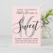 Invitation Chic Pink Silver Sequin Parties scintillant Sweet (Debout devant)