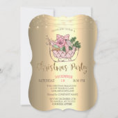 Invitation Chic Pink Sleigh, String Lights Gold (Devant)
