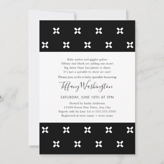 Invitation Chic poème noir et blanc saupoudrer bébé (Devant)