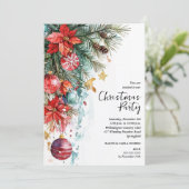 Invitation Chic Poinsettia Christmas Party (Debout devant)