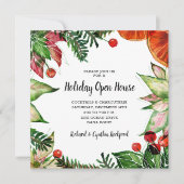 Invitation Chic Poinsettia et Oranges Noël (Devant)