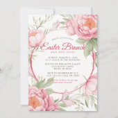 Invitation Chic Pony rose Floral Brunch de Pâques et chasse a (Devant)