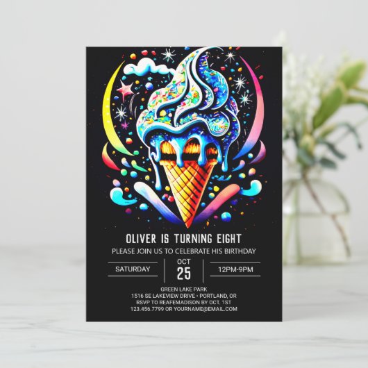 Invitation Chic Popsicle Custom Boy Crème de glace Anniversai (Debout devant)