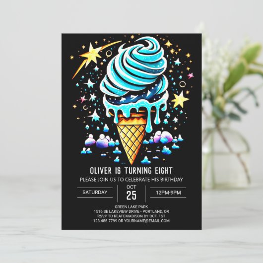 Invitation Chic Popsicle Editable Boy Ice Cream Anniversaire (Debout devant)