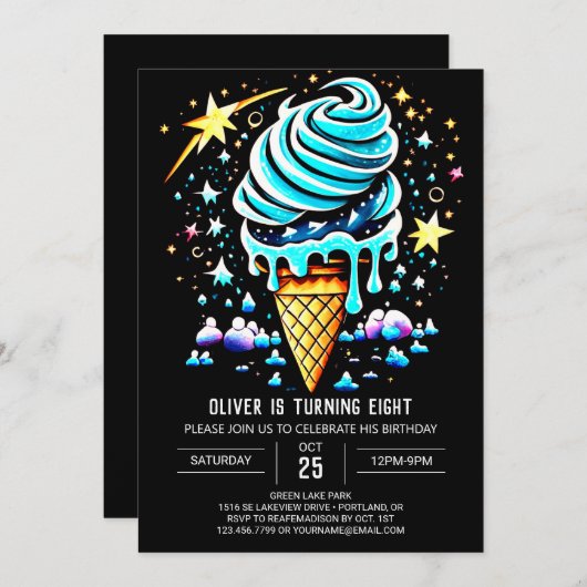Invitation Chic Popsicle Editable Boy Ice Cream Anniversaire (Devant / Derrière)