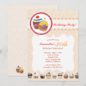Invitation Chic Posh Cupcakes fête du 30e anniversaire (Devant / Derrière)