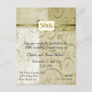 Invitation chic pour anniversaire de mariage en or