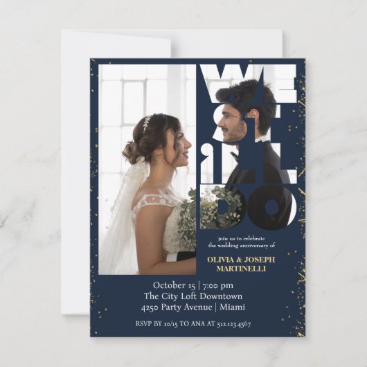 Invitation chic pour renouvellement de vœux de mar (Devant)